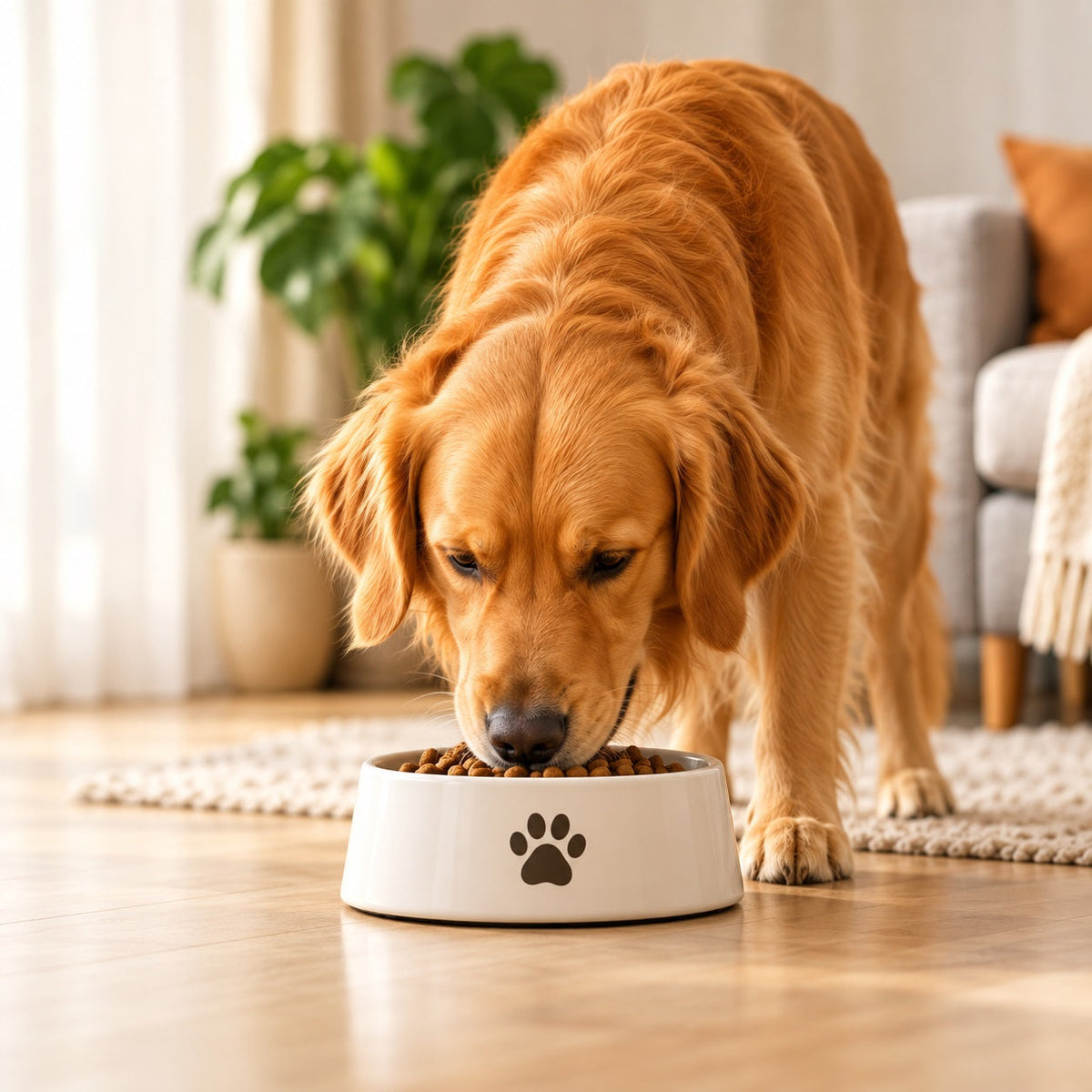 dog eating food in bowl  Slay Your Pet