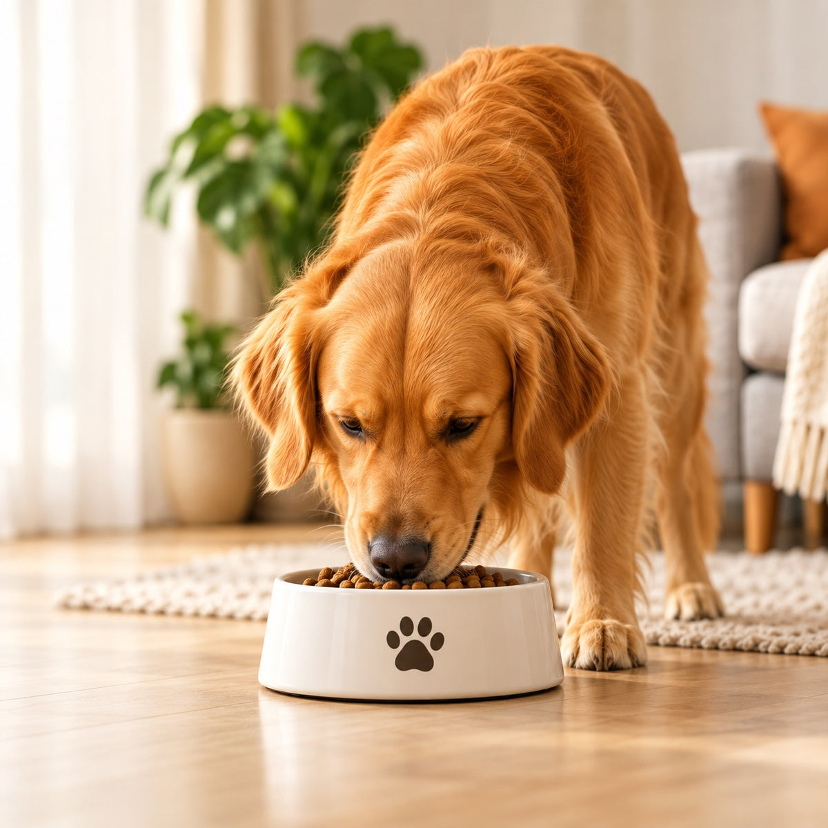 dog eating food in bowl  Slay Your Pet